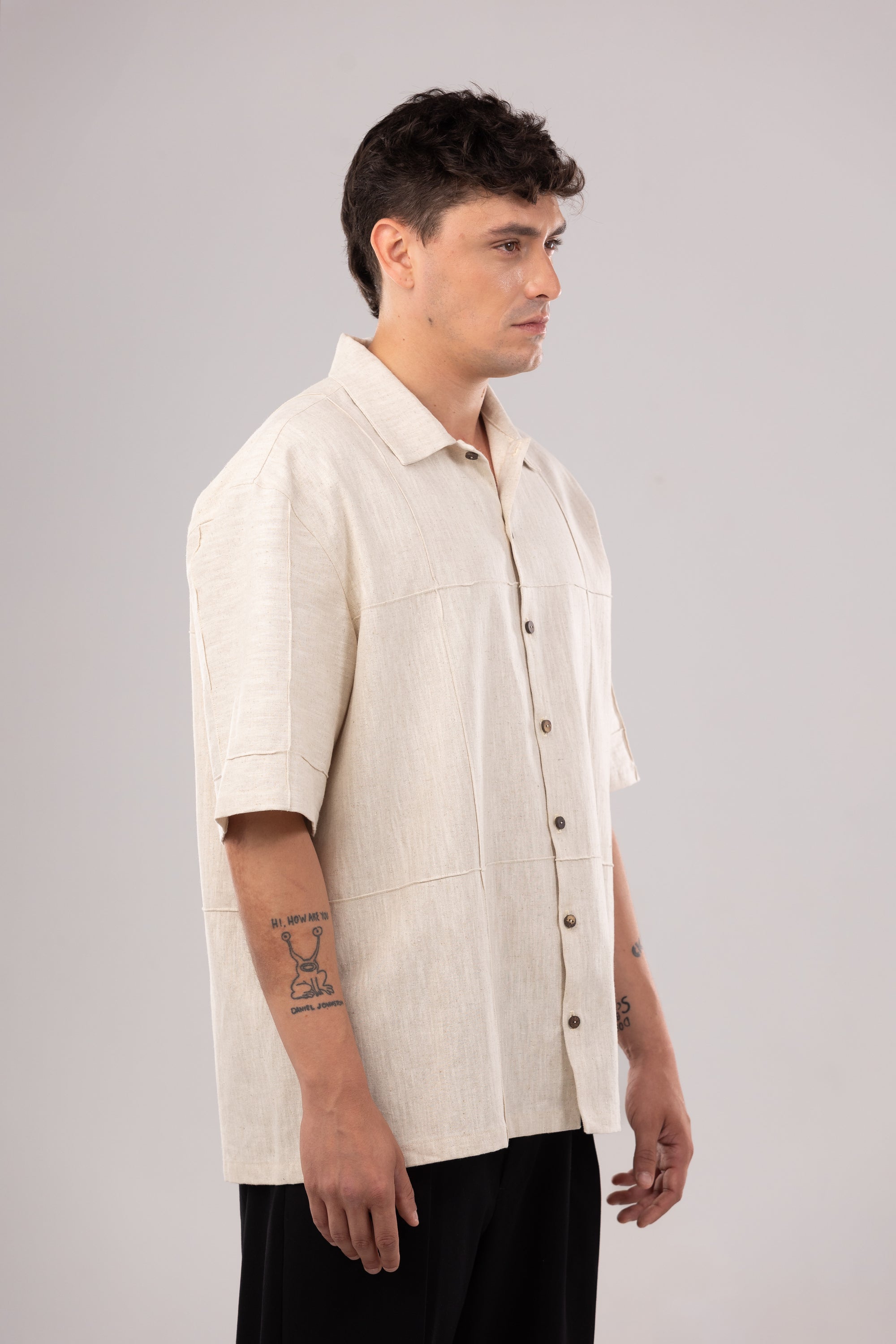 Camisa Oversize de Lino - Beige