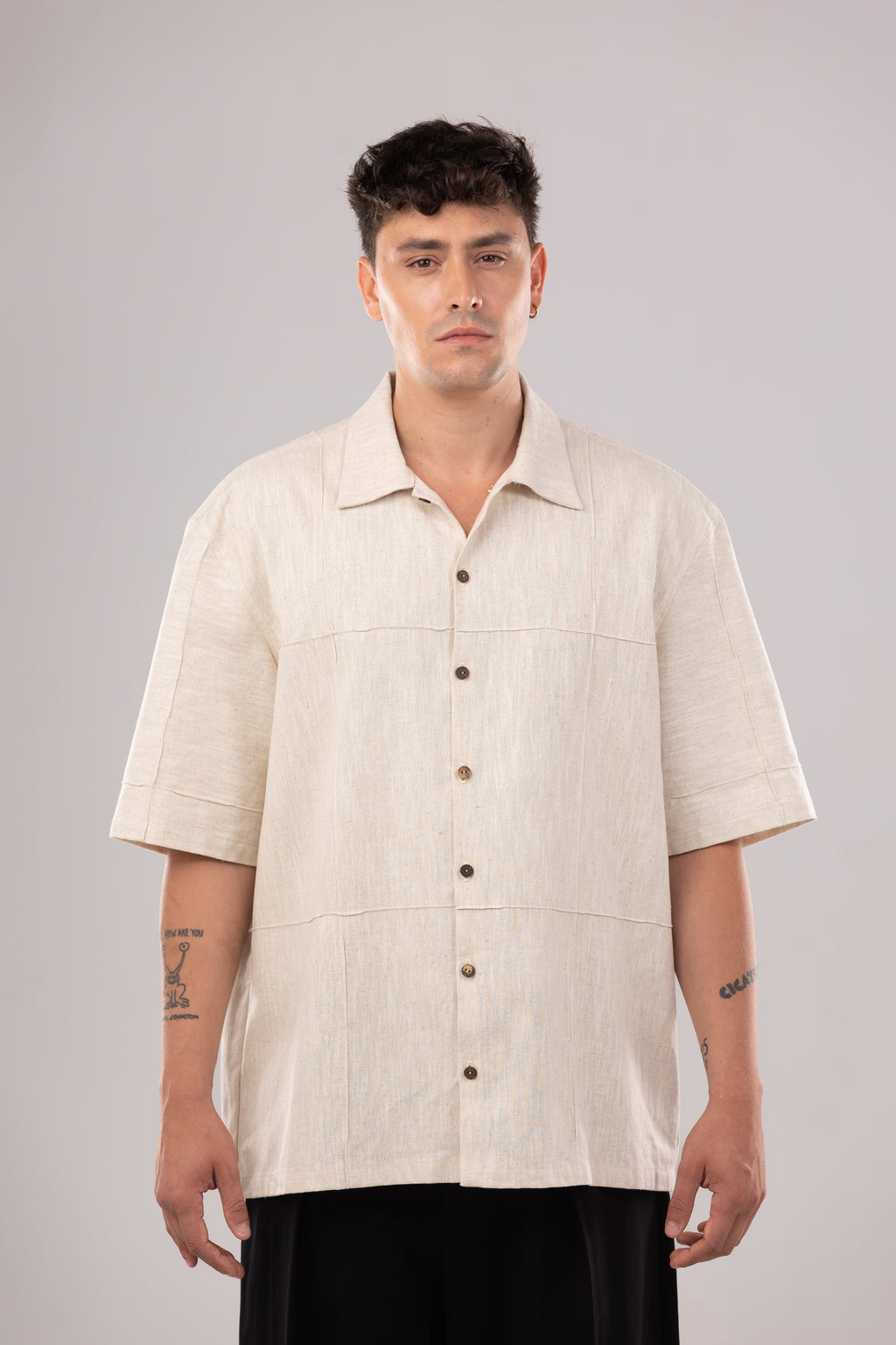 Camisa Oversize de Lino - Beige