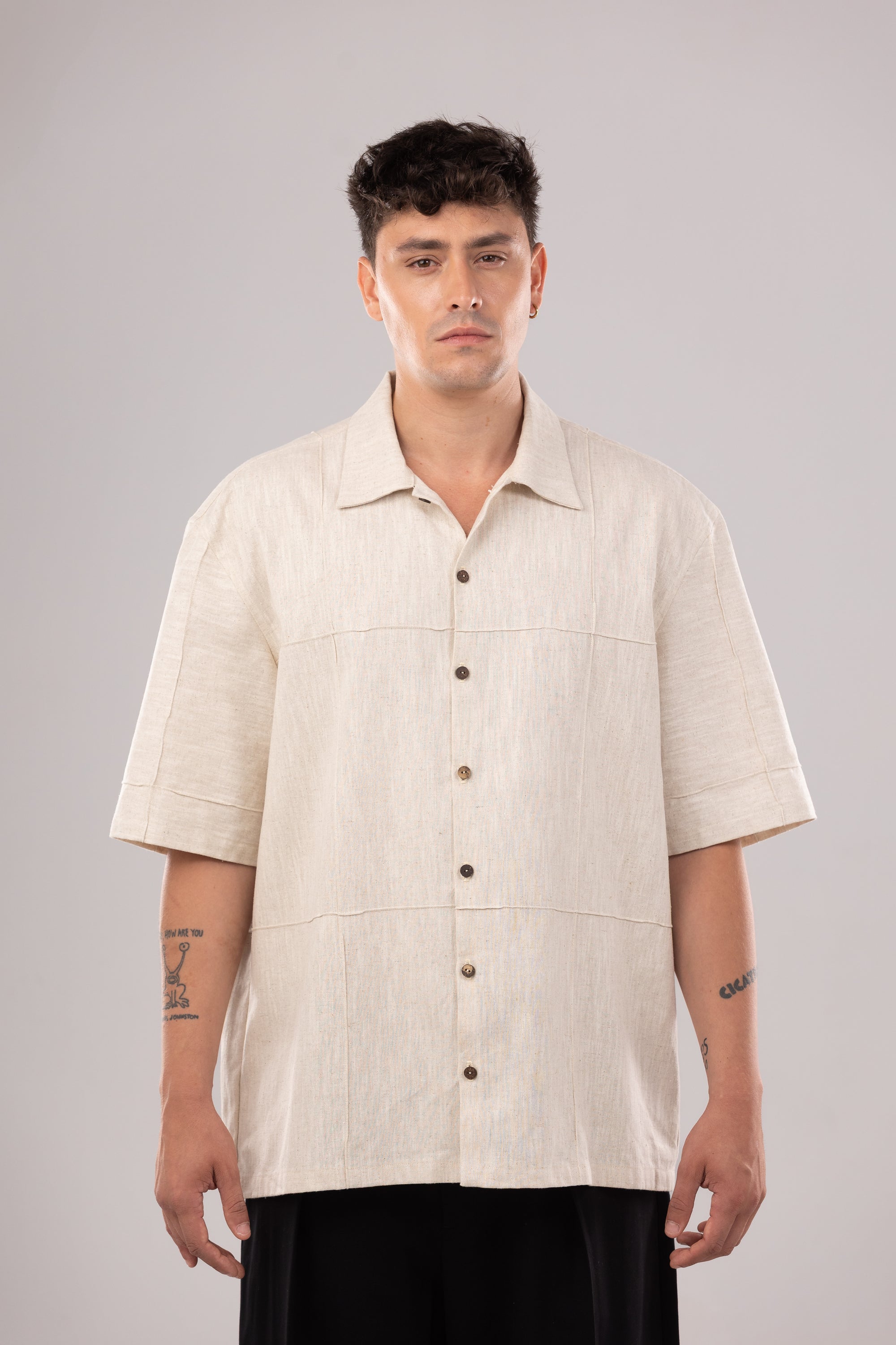 Camisa Oversize de Lino - Beige
