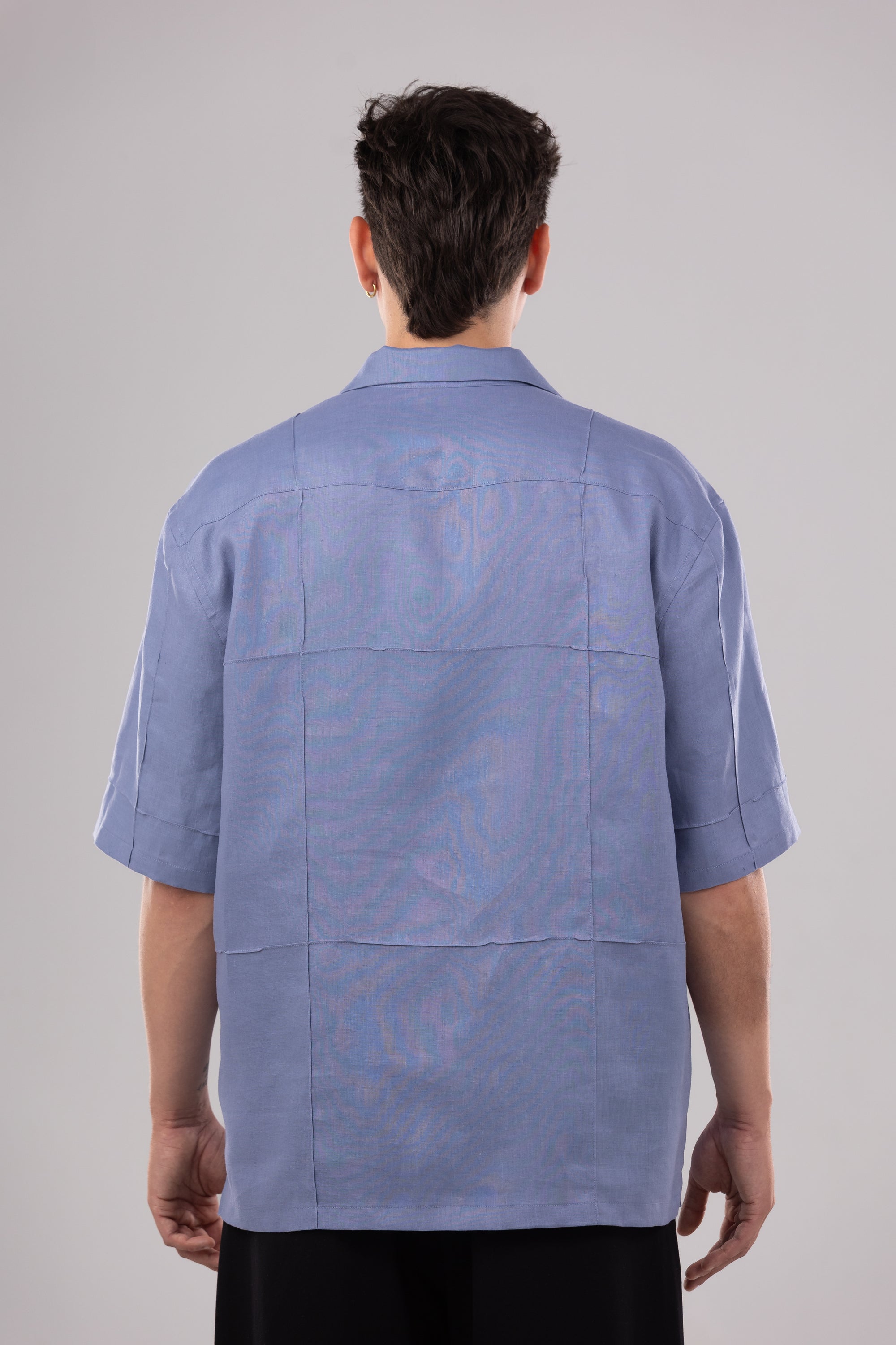Camisa Oversize de Lino - Azul Lavanda