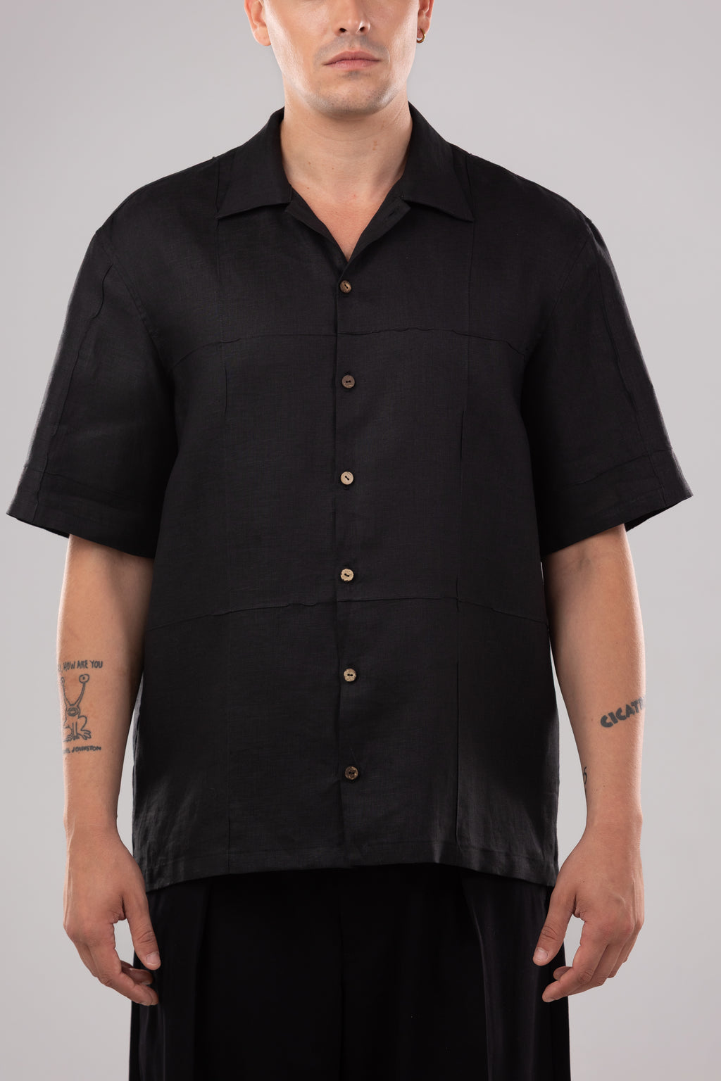 Camisa Oversize de Lino - Negro