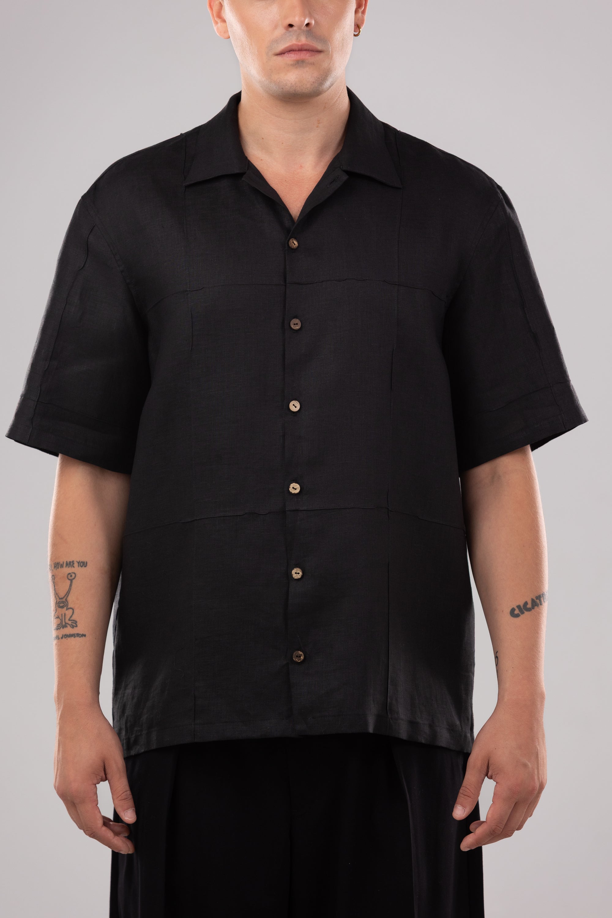 Camisa Oversize de Lino - Negro