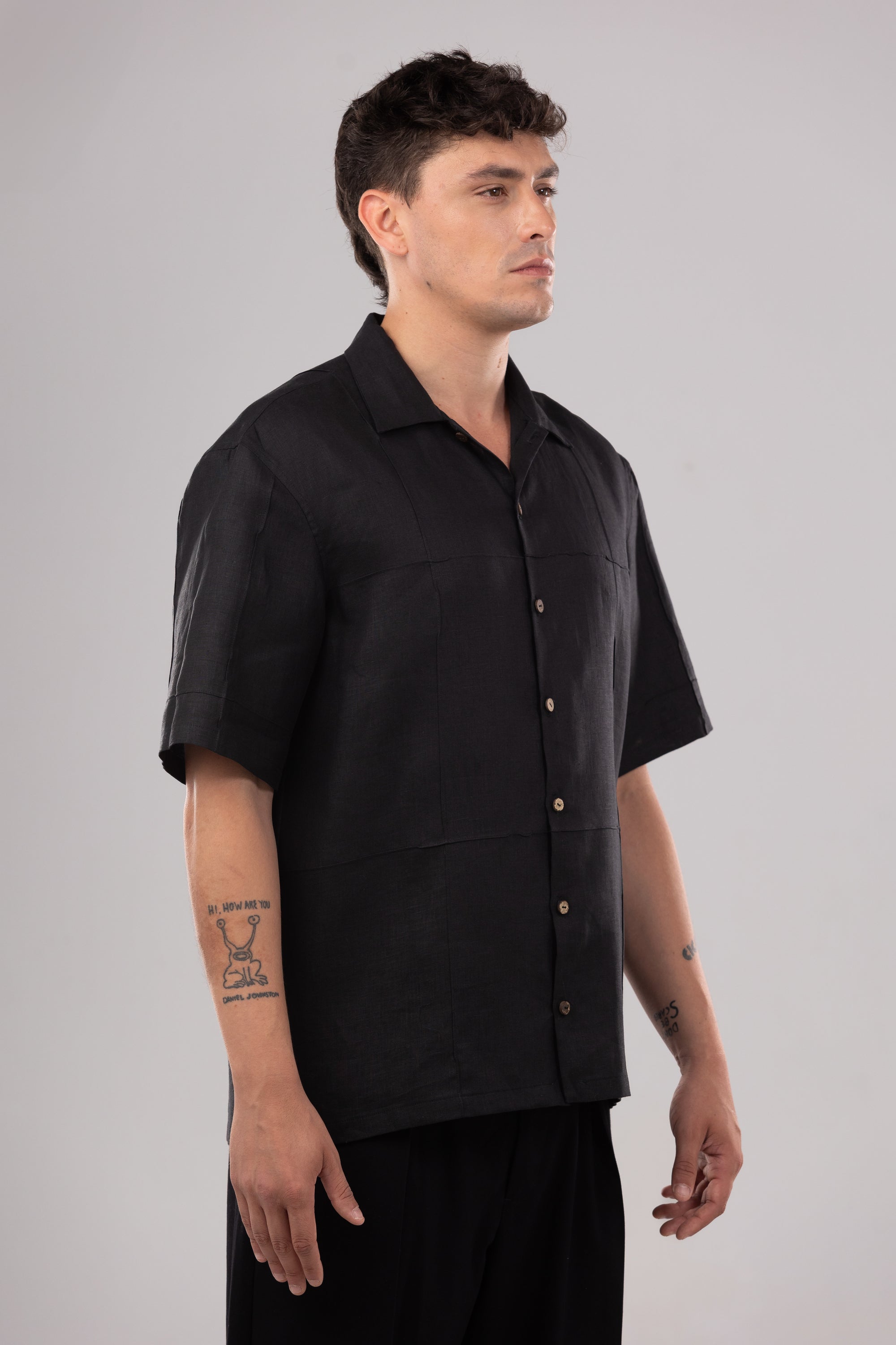 Camisa Oversize de Lino - Negro