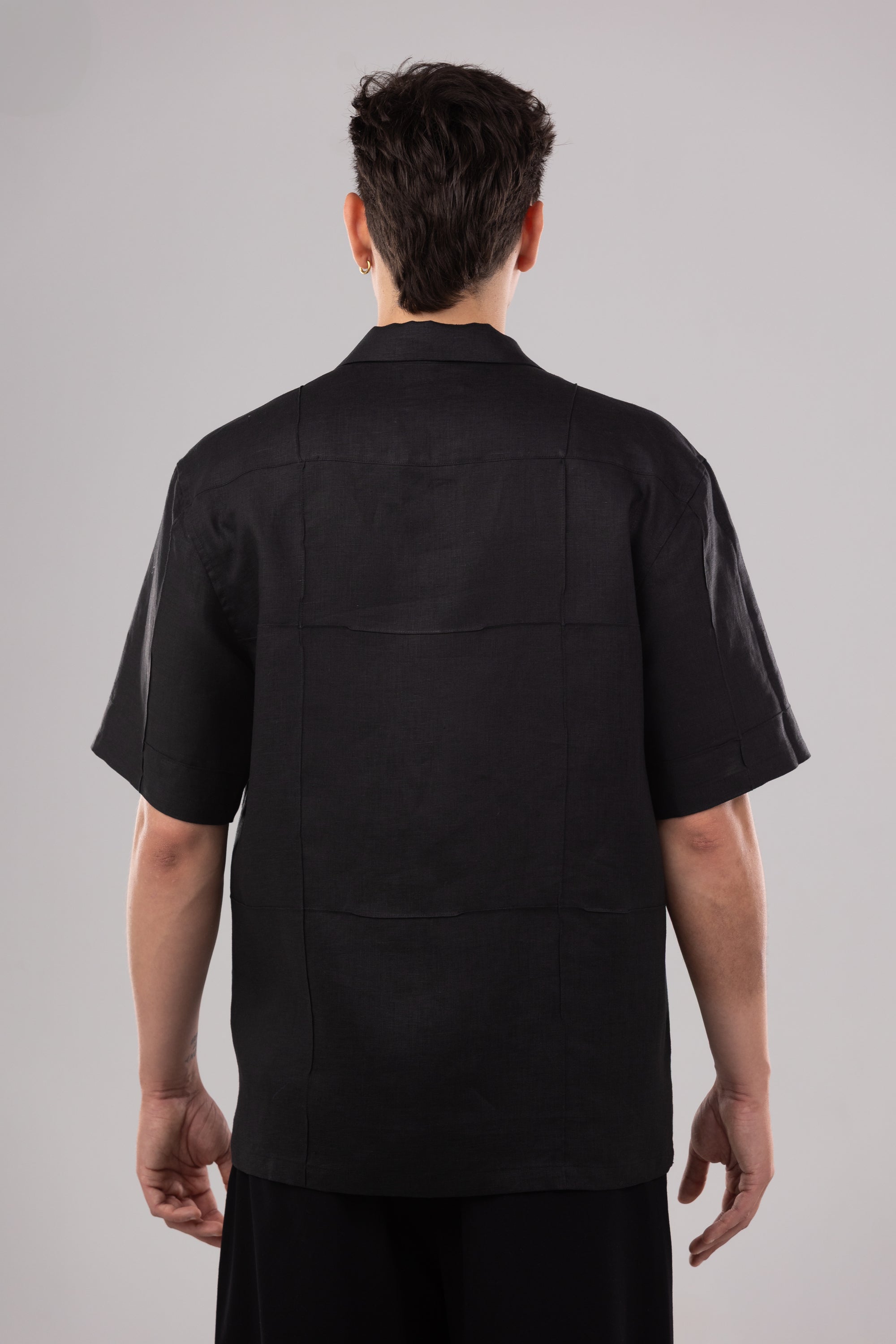 Camisa Oversize de Lino - Negro