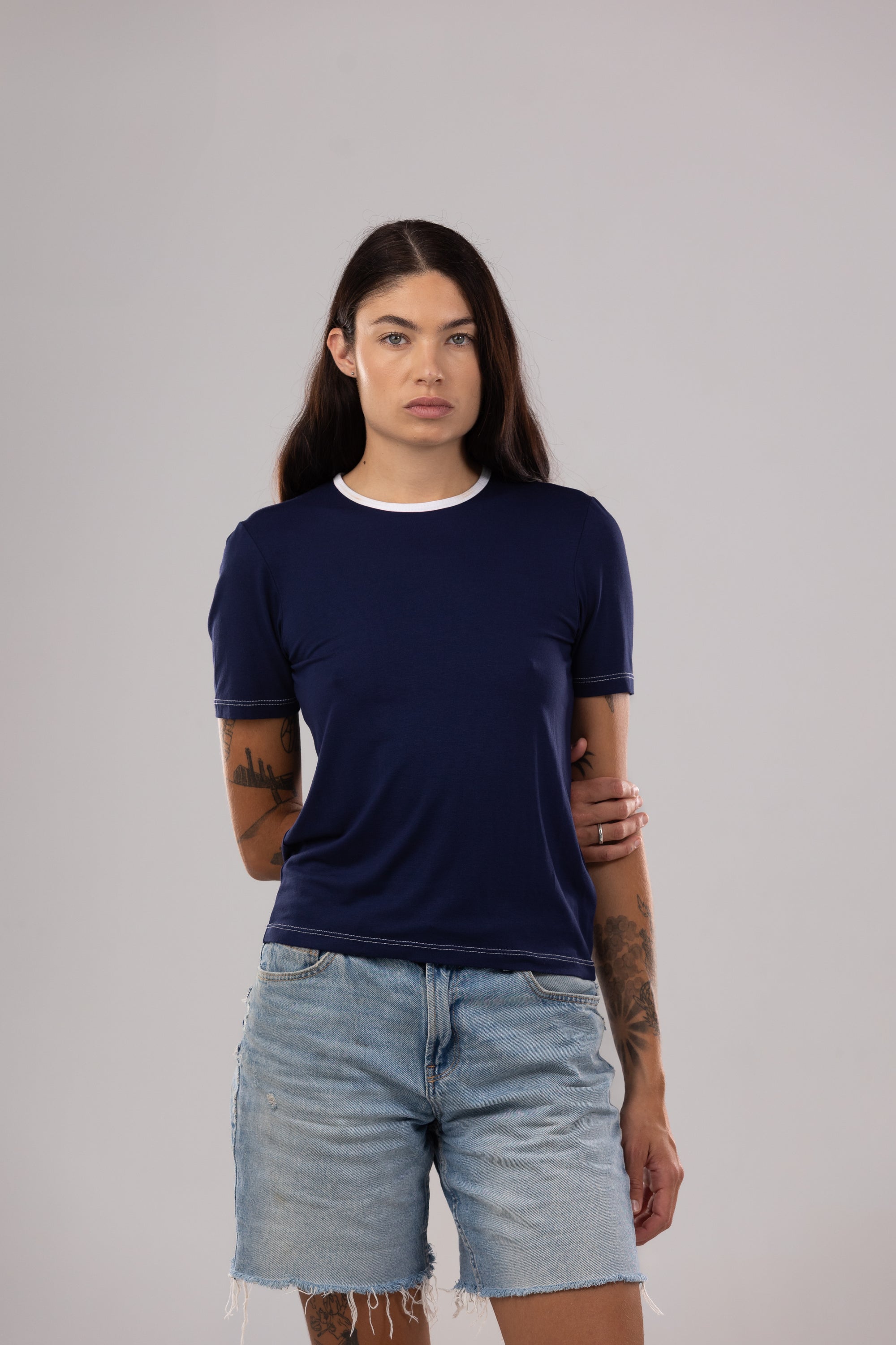 T-shirt Básica Bicolor Unisex – Azul Marino