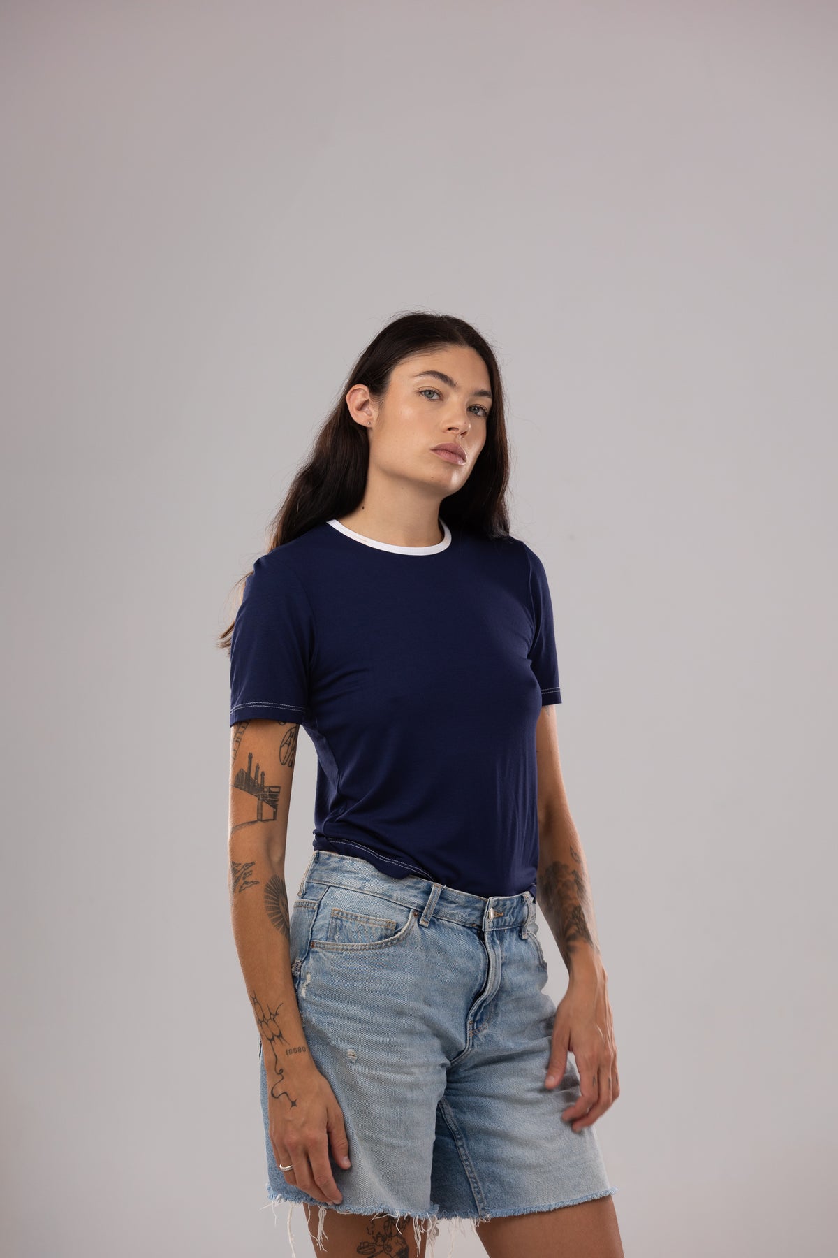 T-shirt Básica Bicolor Unisex – Azul Marino