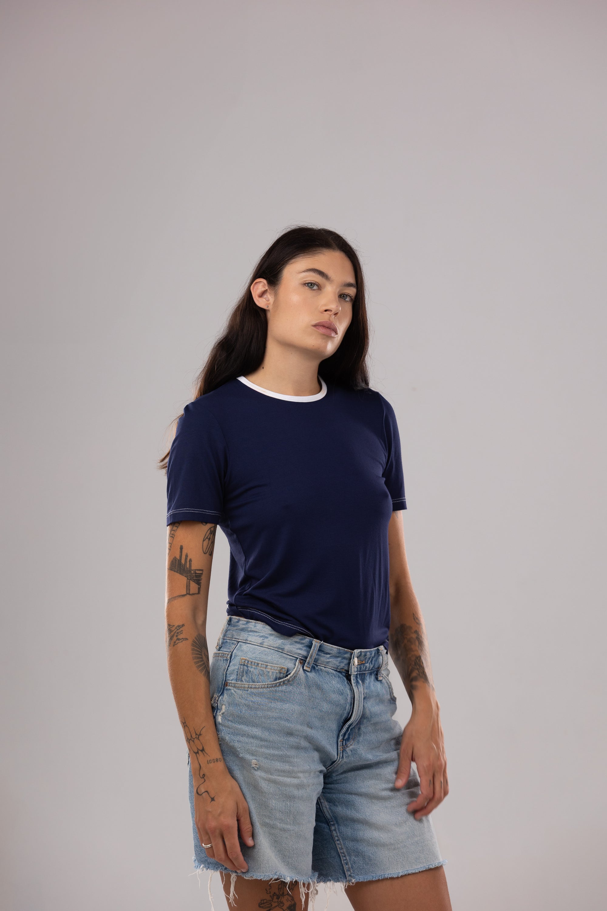 T-shirt Básica Bicolor Unisex – Azul Marino